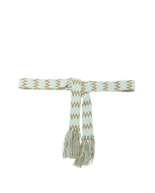 Pierre Louis Mascia White Zigzag-Knit Tassel-Detail Belt