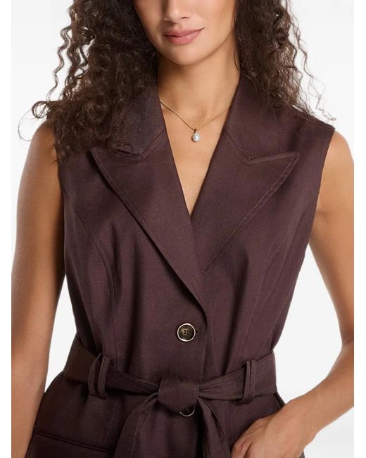 Guess Purple Belted Sleeveless Tailored Gilet