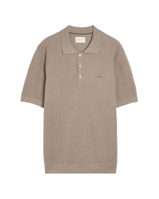 Gant Natural Polo En Coton À Manches Courtes for men
