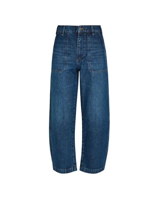 FRAME Blue Ranger Patch-Pocket Wide-Leg Jeans