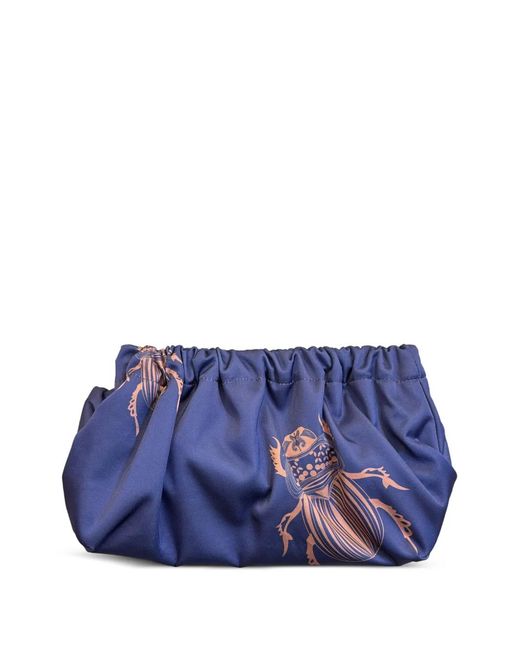 Gabriele Frantzen Blue Sorbet Beetle-Print Clutch Bag