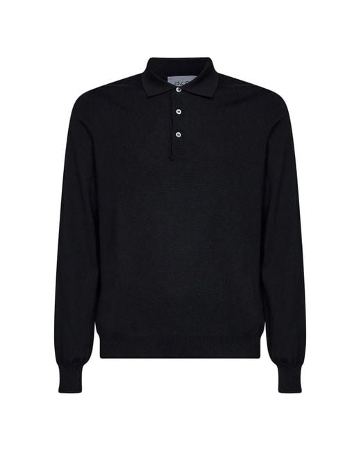 D4.0 Blue Long-Sleeve Knitted Polo Shirt for men