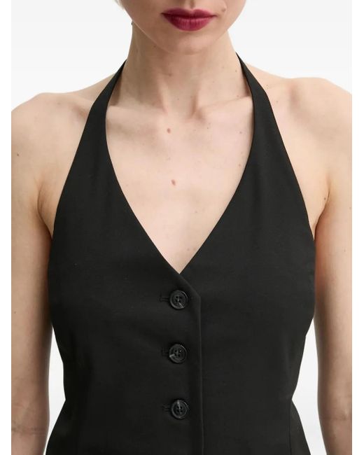 Samsøe & Samsøe Black Saneem Halter-Neck Button Top