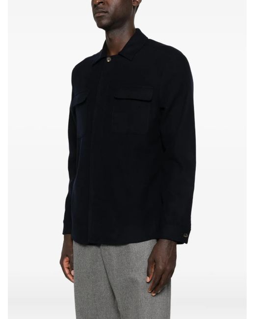 Eleventy Black Flap-Pocket Wool Jacket for men