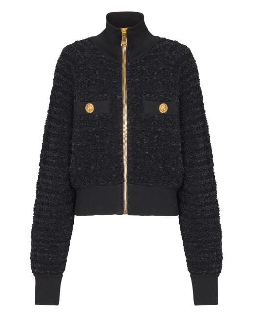 Chaqueta bómber de tweed Balmain de color Black