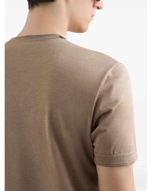 Dolce & Gabbana Natural Short-Sleeved Silk T-Shirt for men