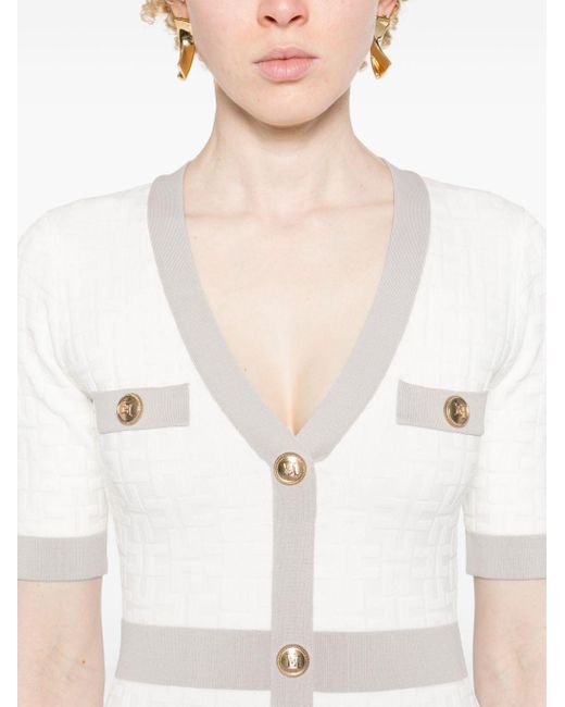 Vestido corto con monograma en jacquard Elisabetta Franchi de color White