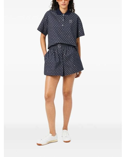 Lacoste Blue Short Oversize Imprimé