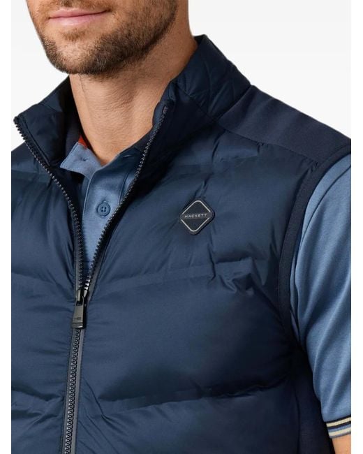 Hackett Blue Quilted-Panel Gilet for men