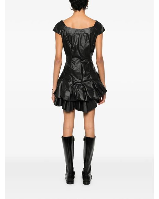 Judy Turner Black Oli V-Neck Ruffled Mini Dress