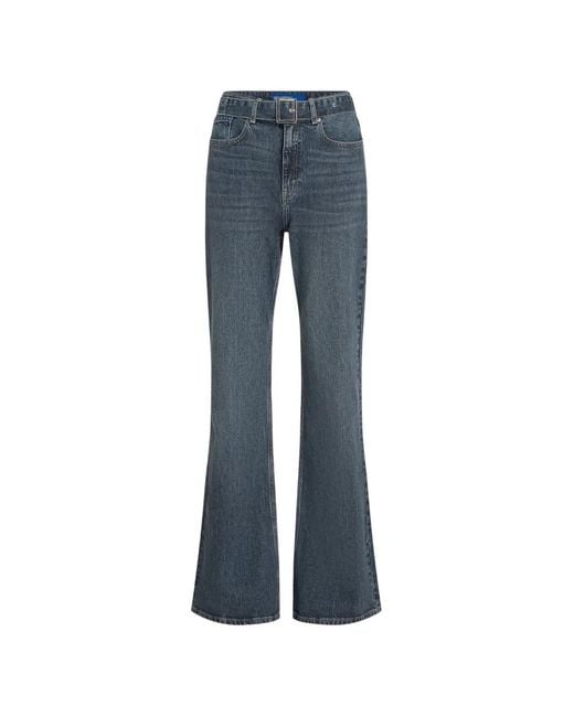 Karl Lagerfeld Blue Belted Flared Jeans
