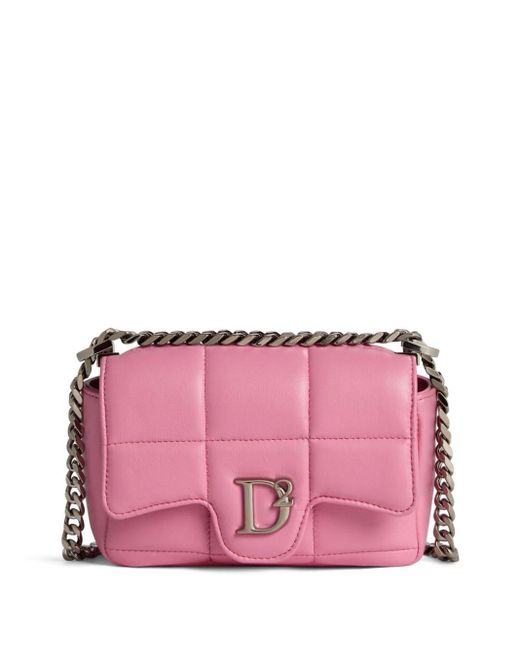 DSquared² Pink Logo-plaque Quilted Leather Bag
