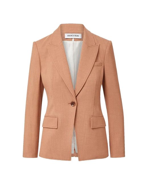 Veronica Beard Pink Single-Breasted Linen-Texture Blazer