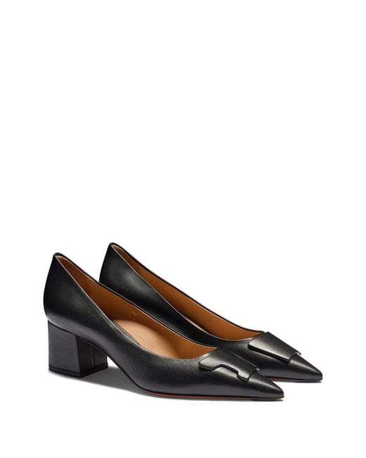 Santoni Black Leather Pumps