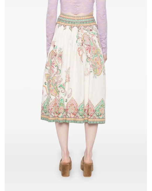 Falda Midi De Popelin De Algodon Etro de color Multicolor