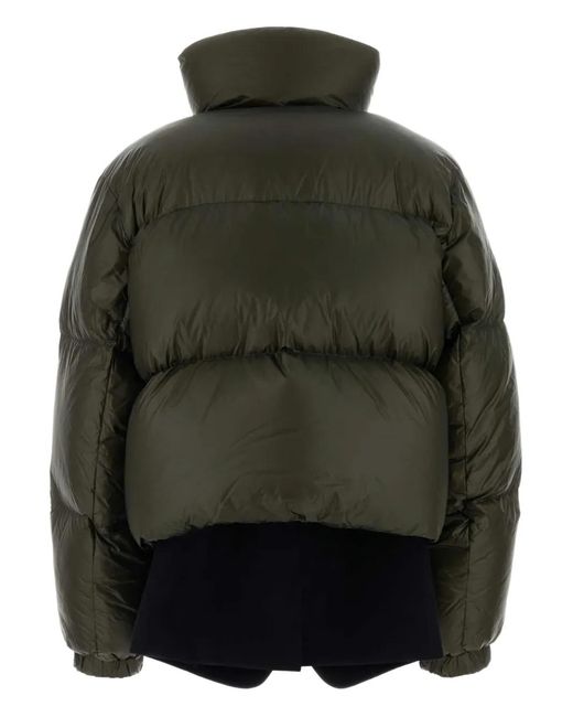 Sacai Green Nylon Down Jacket