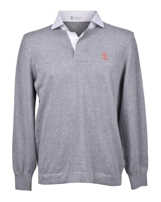 Jersey con cuello de polo Brunello Cucinelli de hombre de color Gray