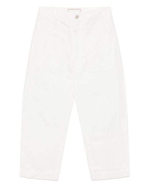 Litkovskaya White Patchwork Tapered Trousers