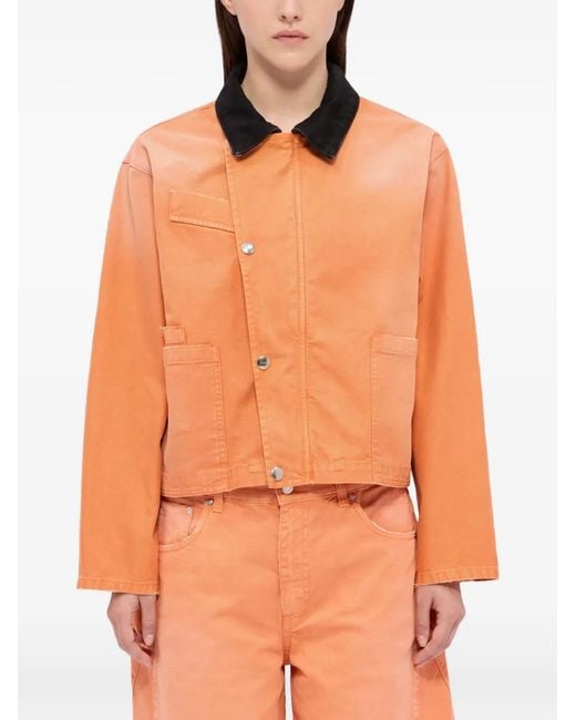 MSGM Orange Collared Denim Jacket