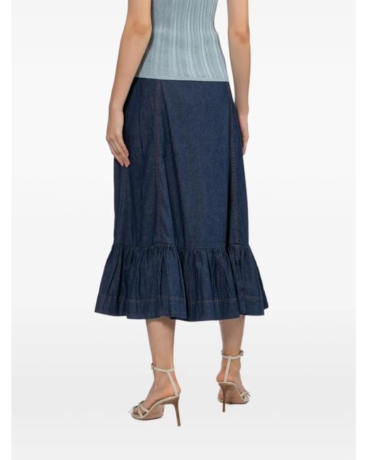 Zimmermann Blue Jupe Boutonnée À Volants