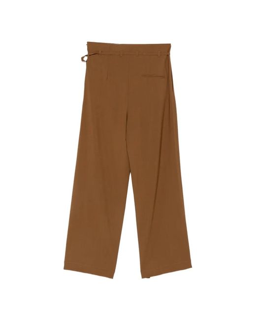 Alysi Brown Wrap-Front Trousers