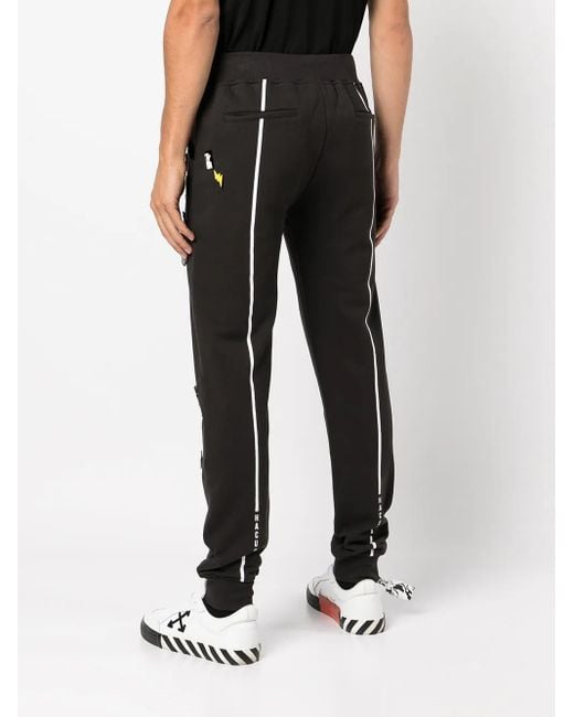 Haculla Black Decorative-Pin Detail Track Pants for men