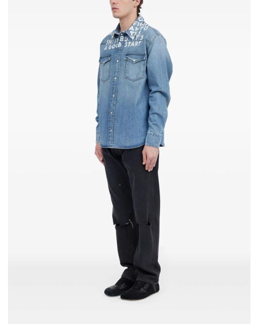 メンズ MM6 by Maison Martin Margiela プリント デニムシャツ Blue