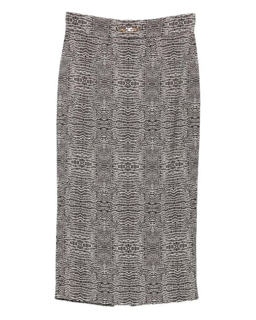 Elisabetta Franchi Kokerrok Met Pythonprint in het Gray
