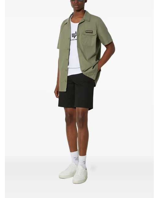 Lacoste Black Logo-Patch Shorts for men
