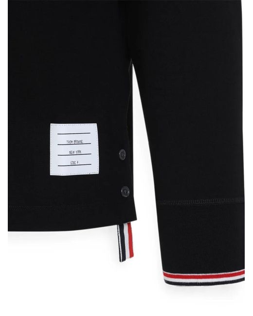 Thom Browne Black Button-Placket Long-Sleeve T-Shirt for men