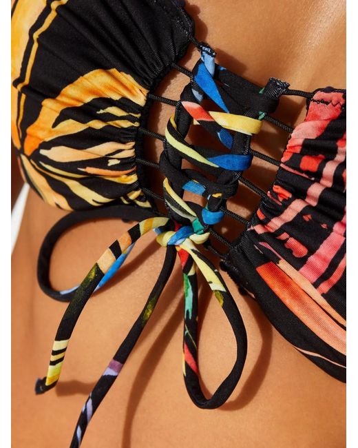 Charo Ruiz Black Cecilia Lace-Up Bikini Top