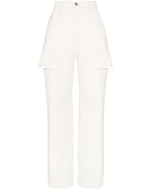 Maison Margiela White Straight Jeans With A Worn Effect