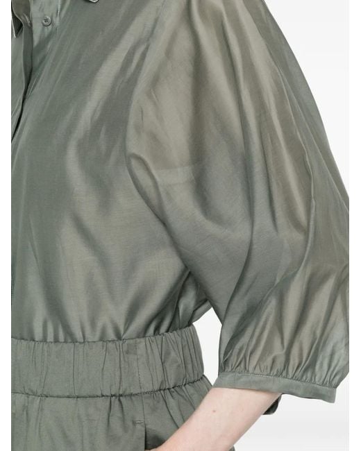 Peserico Gray Button Sleeve Shirt