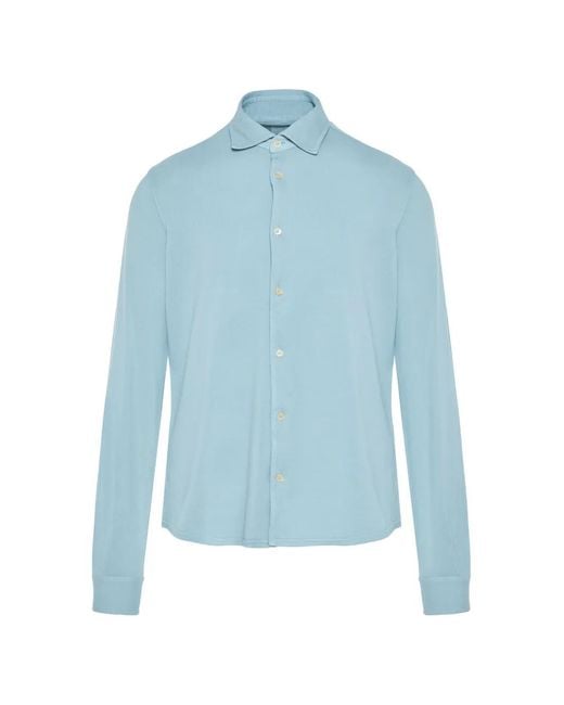 Fedeli Blue Steve Collared Shirt for men