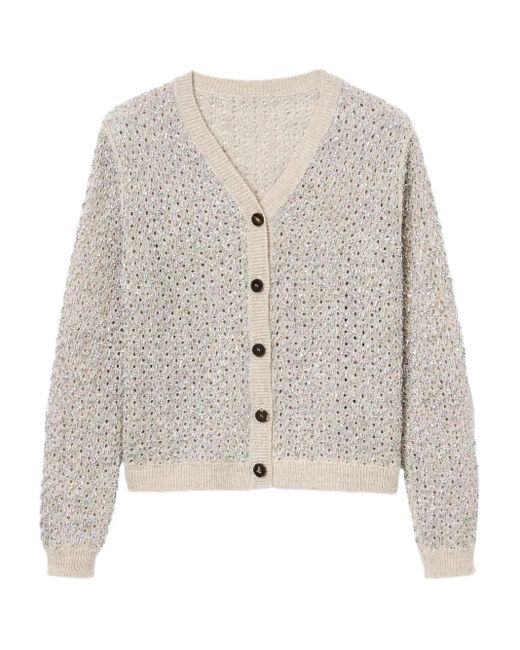 Lafayette 148 New York Vest Met Knoop En Foliedetail in het White