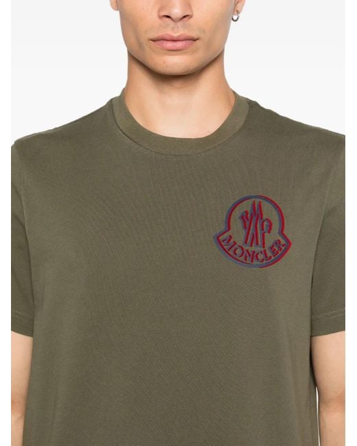 T-Shirt Logata di Moncler in Green da Uomo