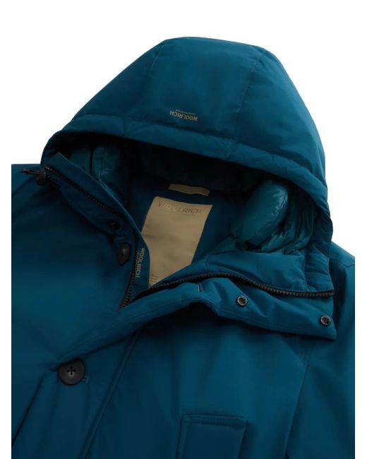 Woolrich Blue Hooded Button-Fastening Jacket for men