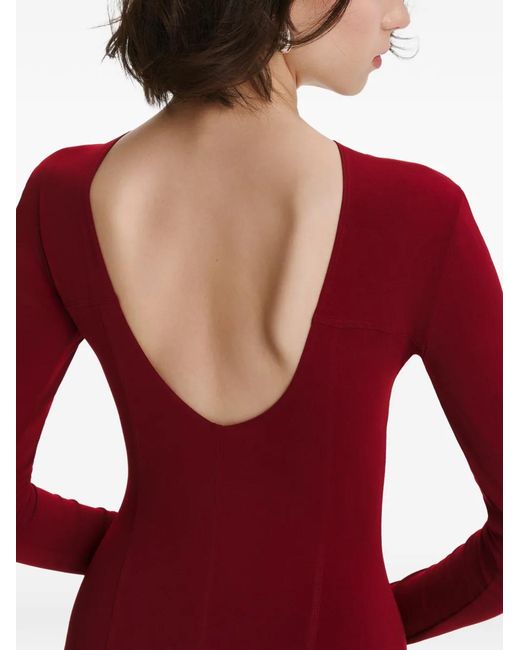 2310 STUDIO Red Long-Sleeves Open-Back Maxi Dress