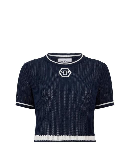 Philipp Plein Blue Logo-Detail T-Shirt