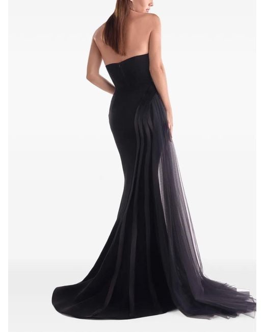 Gaby Charbachy Black Sculptural-Detail Strapless Maxi Dress