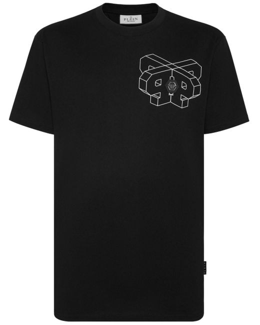 Philipp Plein Black Wire Frame Cotton T-shirt for men