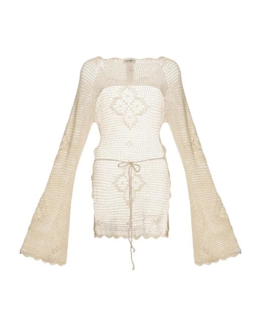 Agua Bendita Boh クロシェ ベルスリーブ トップ White