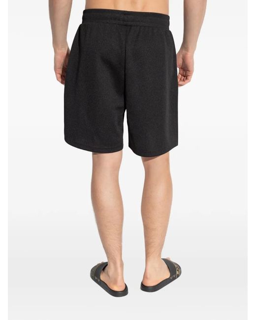 EA7 Black Logo-Detail Shorts for men