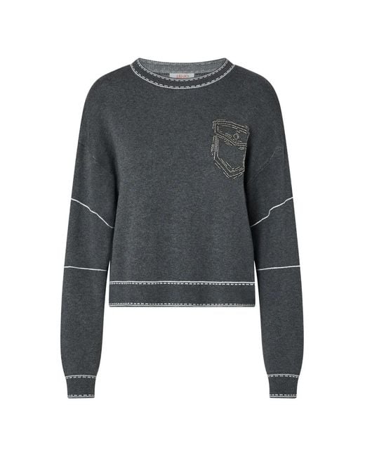 Liu Jo Gray Sweater With Stitching