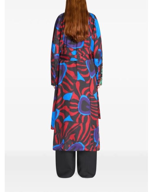 Dries Van Noten White Printed Mac Coat