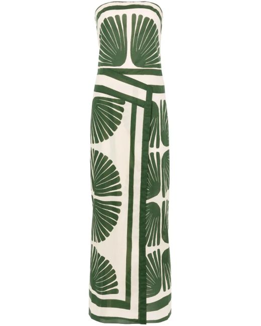 Abito Midi Ancient Peru Senza Spalline di Johanna Ortiz in Green