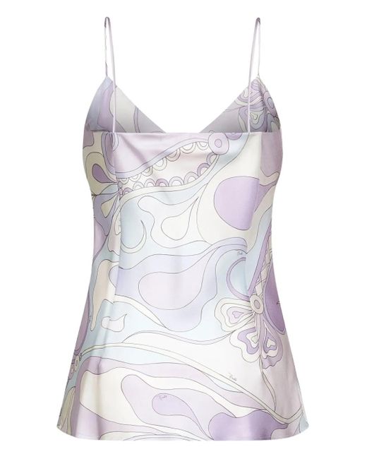 Emilio Pucci White Wave-Print Silk Top