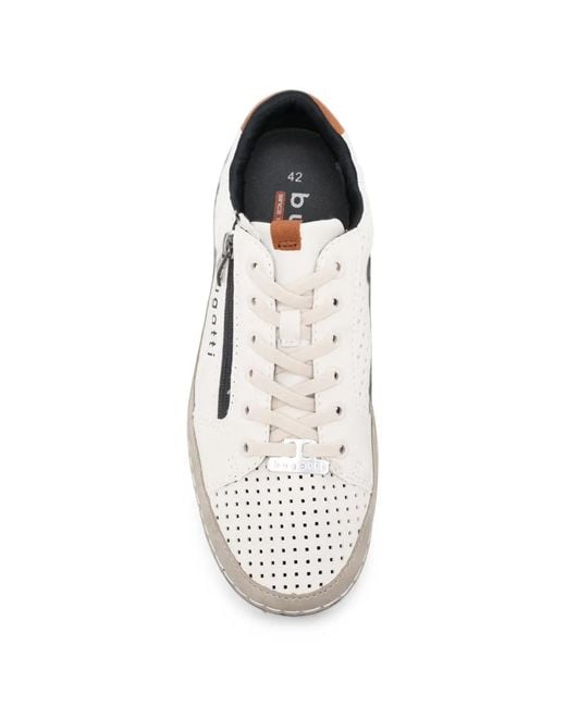 Bugatti White Perforated Side-Zip Sneakers for men