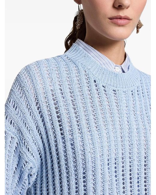Peserico Blue Sequinned Cordonet Sweater