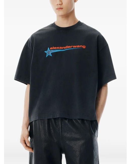 Alexander Wang Blue T-Shirt Mit Grafischem Print
